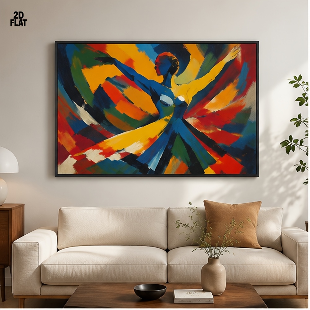 2d Flat, 2d Flat, 1pc Wall Art Dancing Figure Painting Home Office Living Room Wall Hanging Artwork Gallery Display Portrait 40x60cm Framed