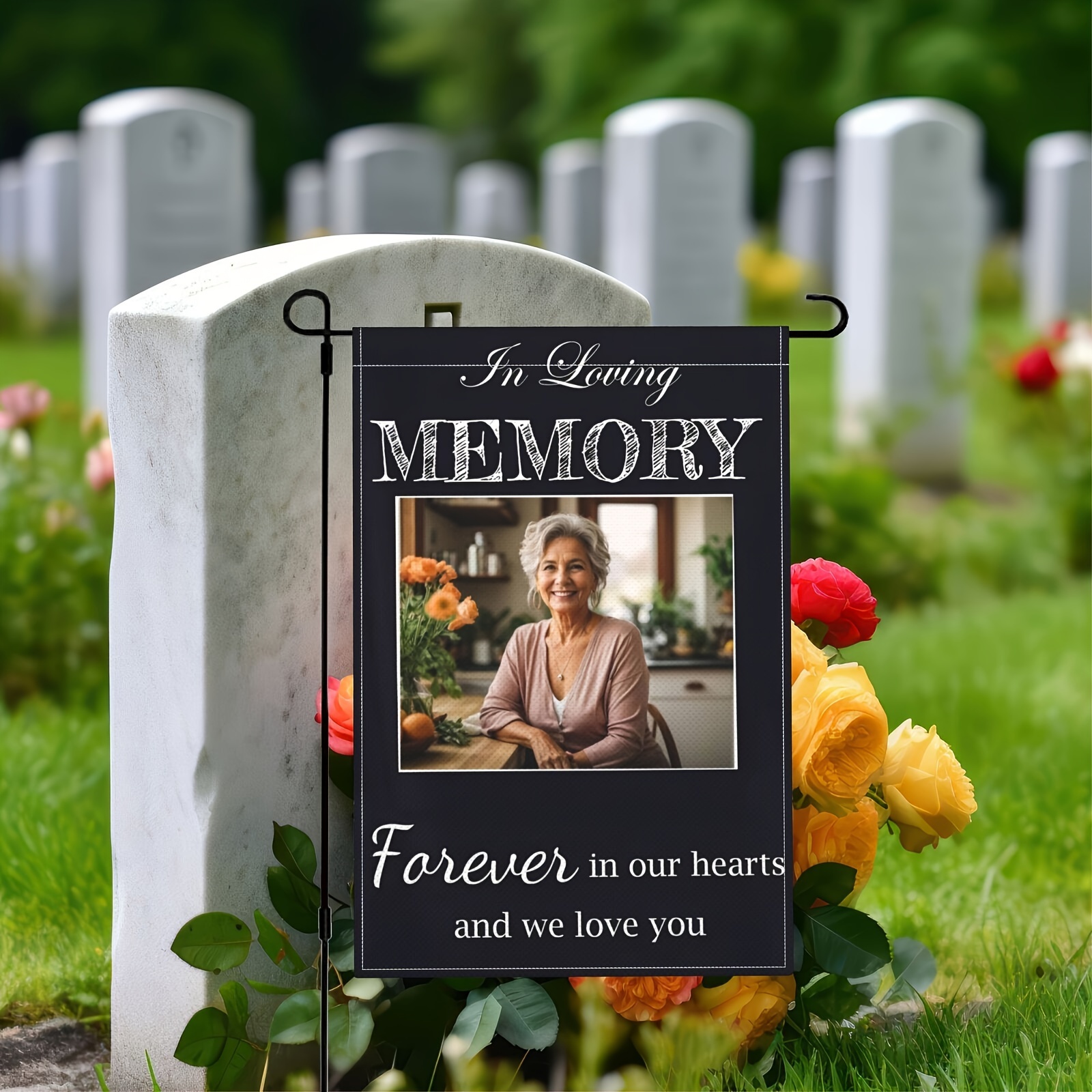 

Customized Flag - Personalized Linen Rolled Canvas, Outdoor Sympathy , Memorial Banner For , Unique Customized Cemetery Grave Decoration Sign - Includes Garden Flag Only (no Metal Brace)