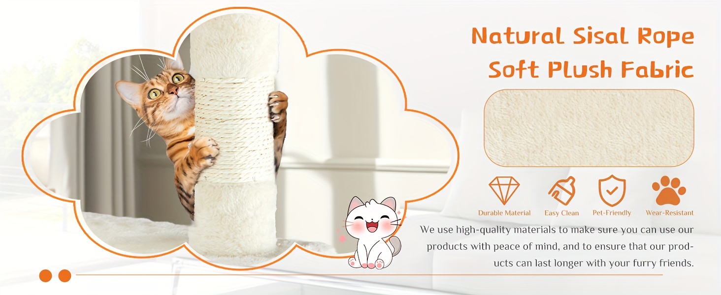 54In Multi-Level Cat Tree Tower with Sisal Cat Scratching Posts, Anti-Tilt Device, 2 Large Condo Beds, Perches, Luxurious Plush Pet House for Indoor Cats & Kittens, Nice Cat Entertainment Toy to Play, Relax with Anti-Tilt Device details 3