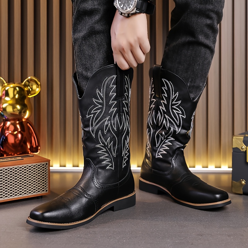 靴 Attractions, Cowboy Boots cross border plus size 46 western cowboy boots men high top - Temu