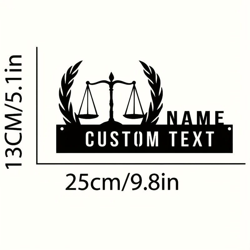 TEMU Customizable Lawyer Name Metal Sign With Fair Balance Design – Personalized Office Decor, , Ideal For Christmas, Easter, 's Day Gifts, Holiday