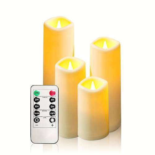 4pcs outdoor led candles with timer and remote control indoor battery powered flashing candle suitable for holidays weddings furniture home decoration etc