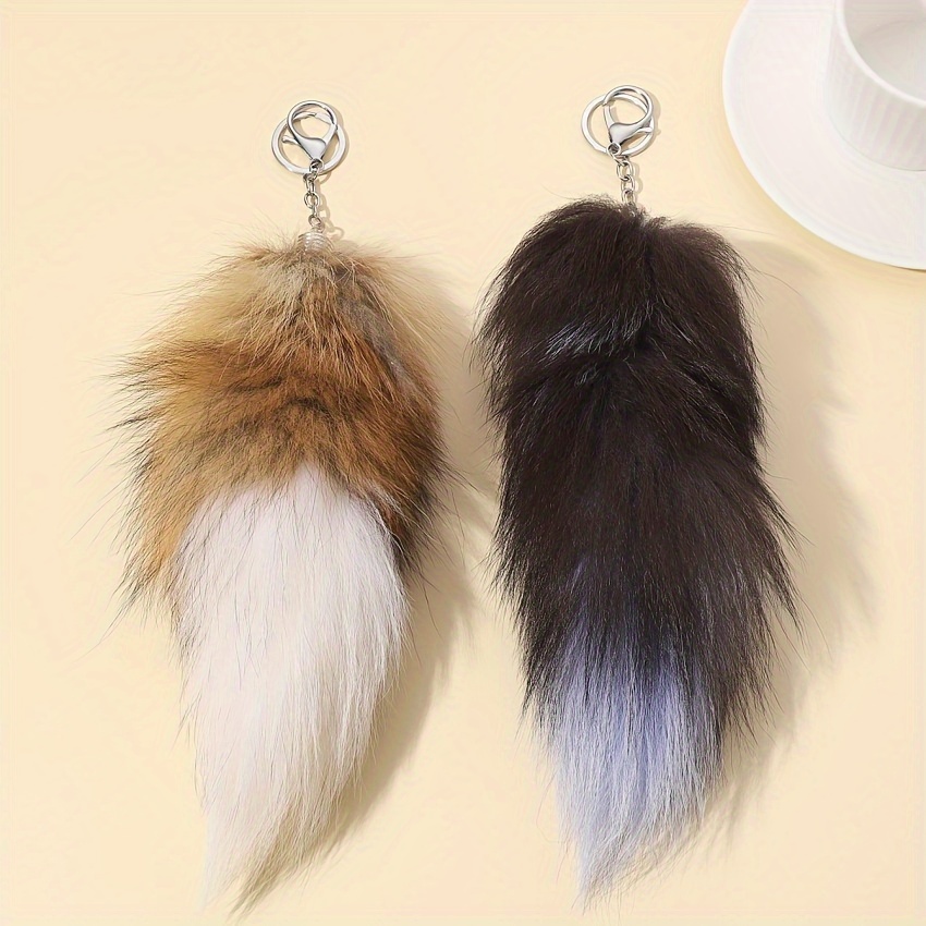 

Plush Tail Keychain For Women, Faux Fur Simulation Modeling Pendant With Lobster Clasp, Novelty Keyring For Decoration, Anniversary Gift - Single Piece