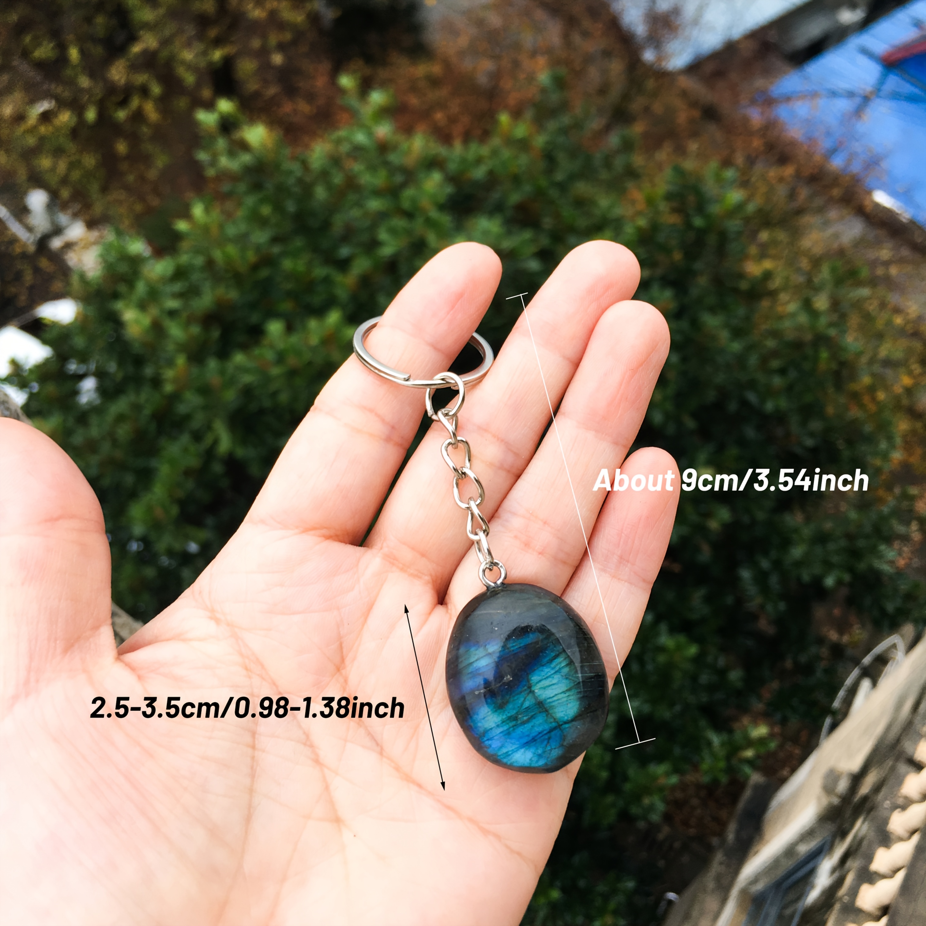 1pc Natural Labradorite Keychain Fashion Crystal Keyring Additions Holiday Party Gifts
