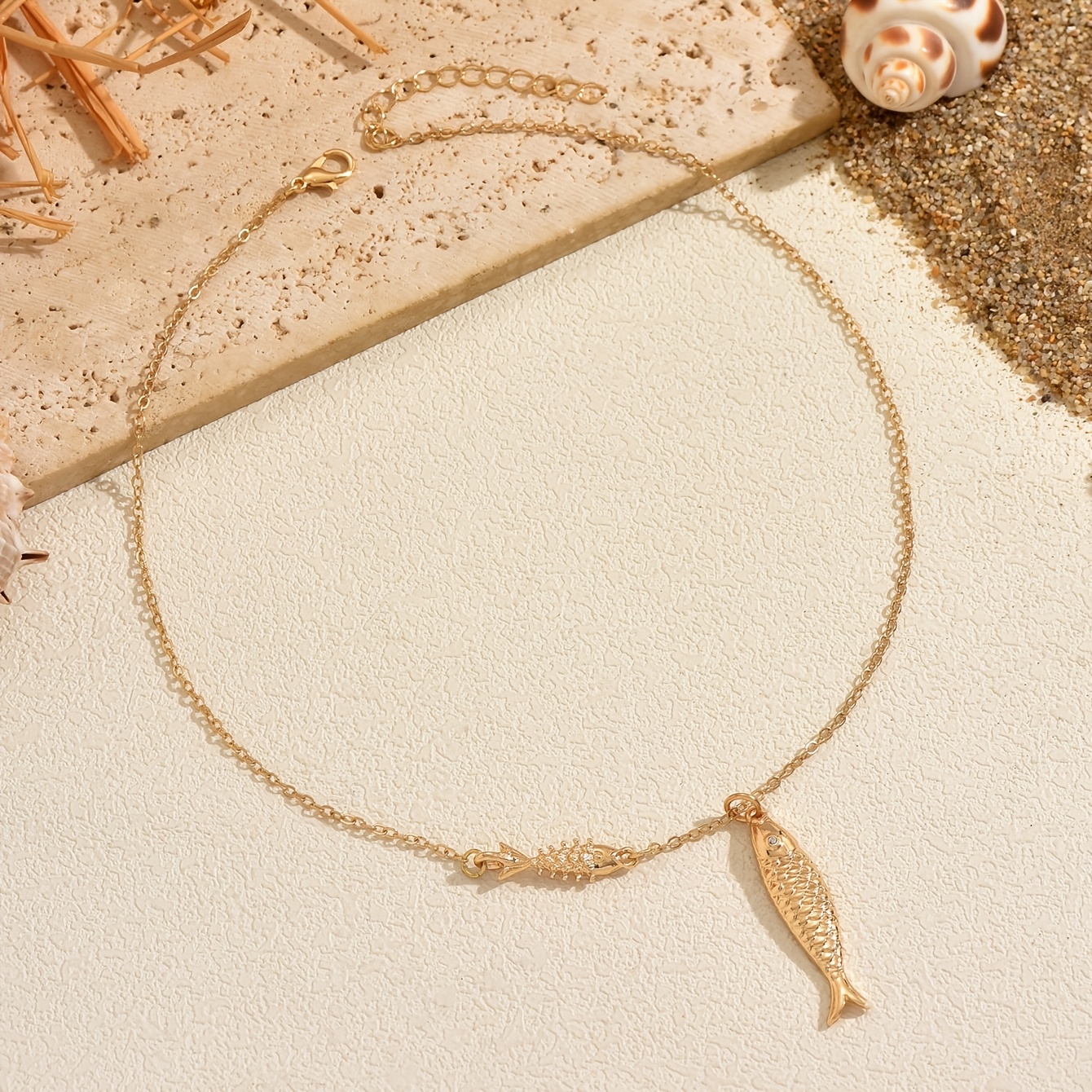 TEMU Eine modische, exquisite, einfache, neue Metall-Fisch-Anhänger Damen Sommer Ozean Stil Casual Strand Urlaub Party Neues Geschenk Schmuck