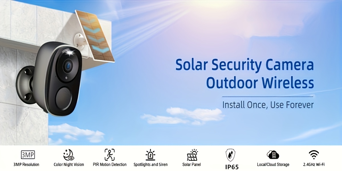 4 Pack AntCctv Security Cameras Wireless Outdoor | 4pcs Solar Powered WiFi Cameras with Color Night Vision, AI Motion Detection, Works with Alexa, 3MP Resolution