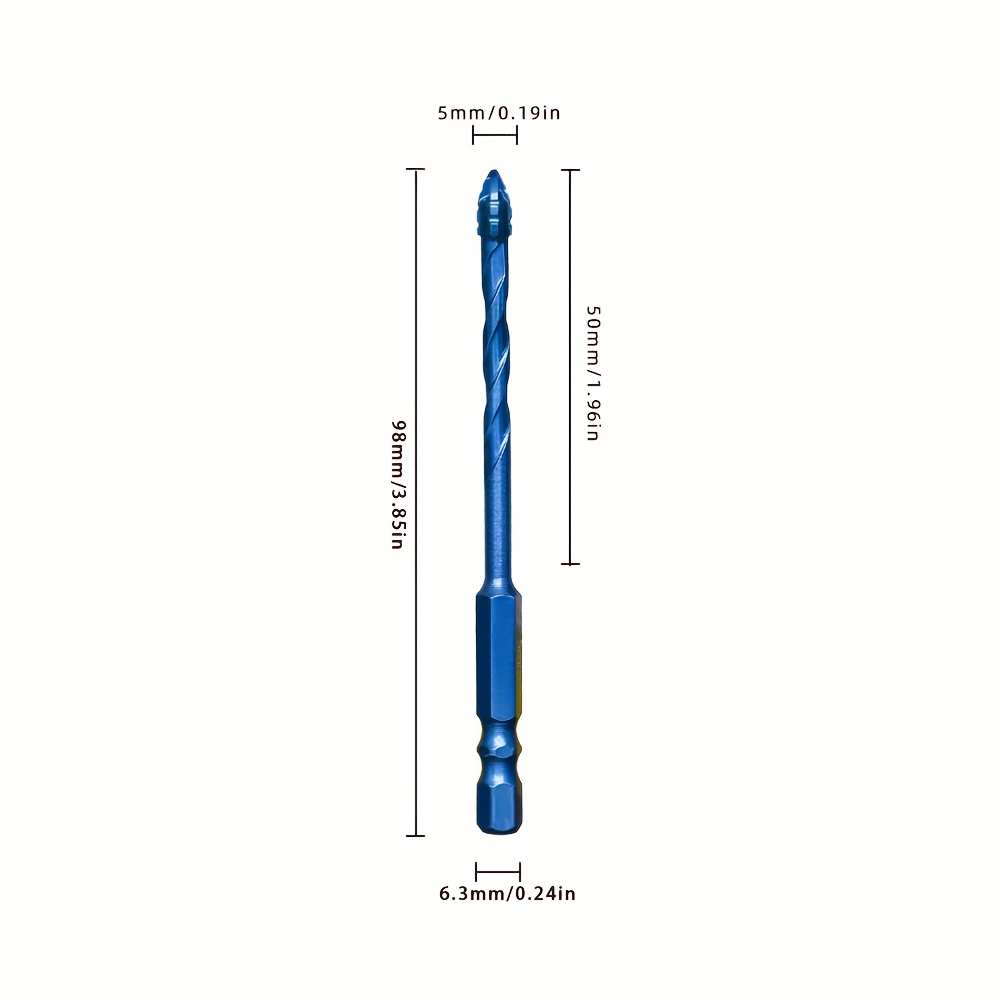 Carbide Drill Bit 4-flute Serrated Drill Bit For Ceramic Tile Dry Drilling For Vitrified Tile, Ceramic, Glass, Marble, Concrete & Stainless Steel Hex Shank Polished Finish