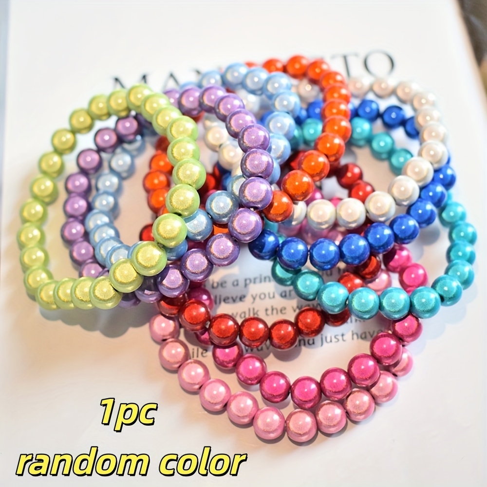 1pc Wide 0.8cm Reflective Bead Bracelet, Random Color, Each A Beautiful Reflective Bracelet, Easy And Fashionable, Versatile Bracelet