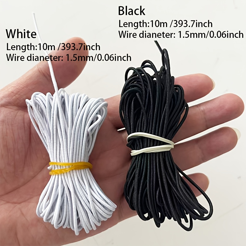 TEMU 20 Meter / 787,4 Zoll Verdickte Gummiband (1,5 mm Dickes Gummiband, Großpackung), 2 Rollen (1 Rolle Schwarz + 1 Rolle Weiß) Elastisches Seil