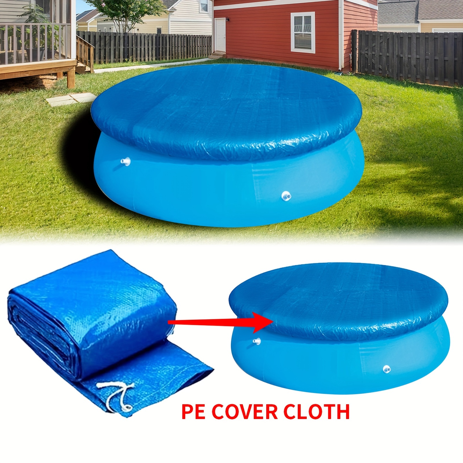 

Round Pvc Pool Cover With Drawstring - Durable Mesh Cloth Pad For Above Ground Swimming Pools, Outdoor Yard Accessory