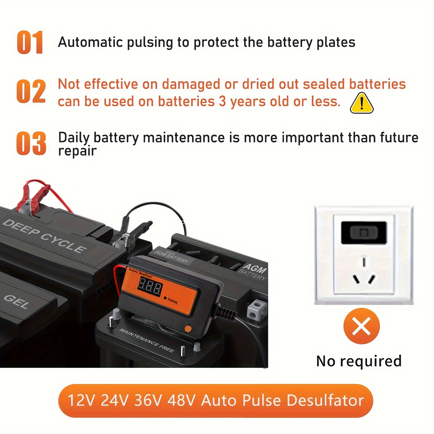 item picture 200ah lead acid batteries 12v 24v 36v 48v battery     desulfator large interface   repair