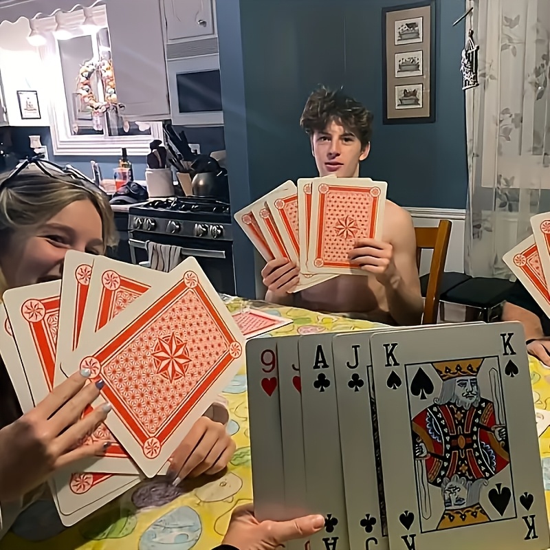 Thick and Durable Large-sized Playing Cards, Double the Size with High-definition Printing, Easy to Read for the Elderly with Poor Vision, Slip-resistant and Moisture-proof, Perfect for Party Games and Family Entertainment