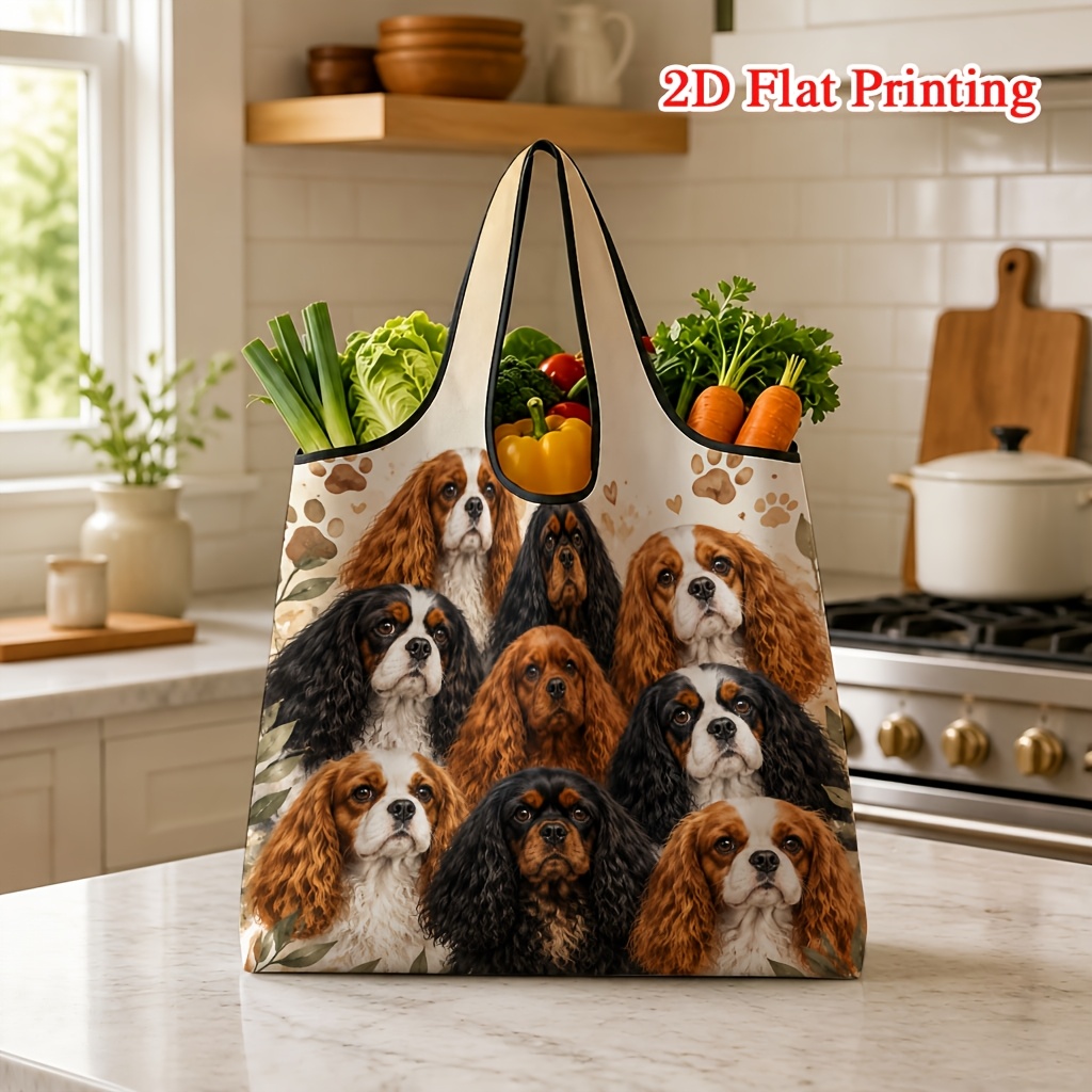 TEMU 1pc King Charles Spaniel Dog Pattern 2d Printed Crossbody Bag, Versatile Commuter Bag For Office Workers, Suitable For Supermarkets, Travel, And
