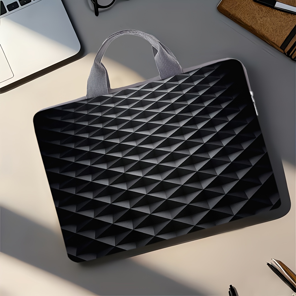 Cute Printed Notebook Computer Bag, Dark Geometric Design