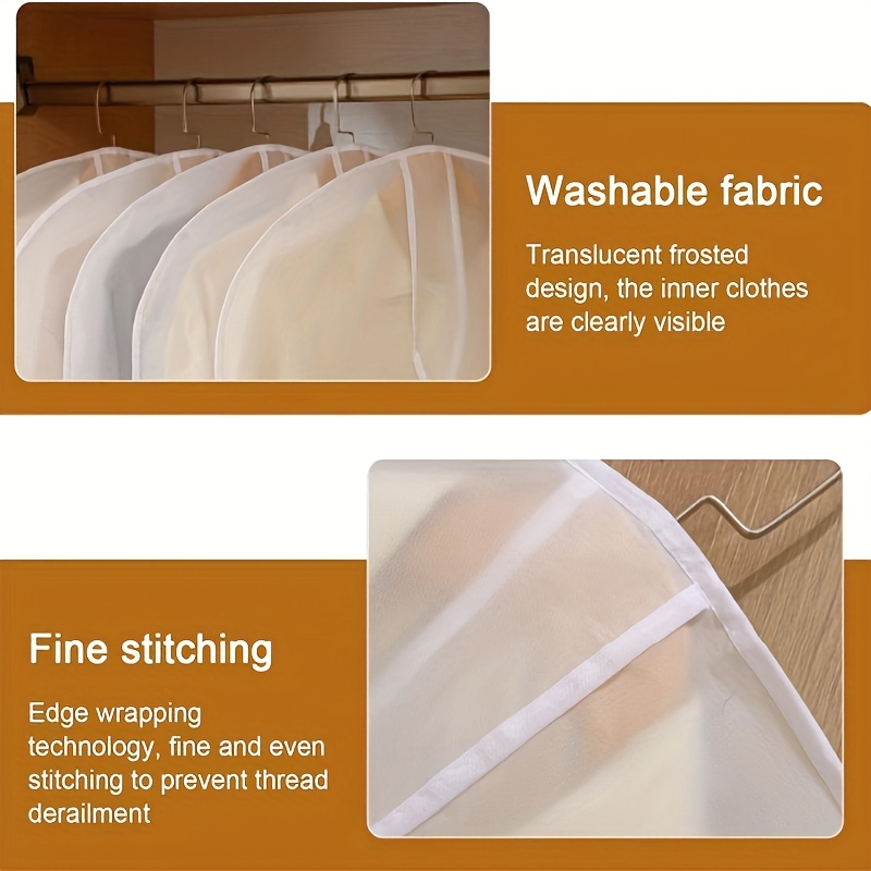 10pcs white pvc garment covers translucent breathable suit dust covers shoulder protectors for clothes coats jackets with wardrobe storage details 1