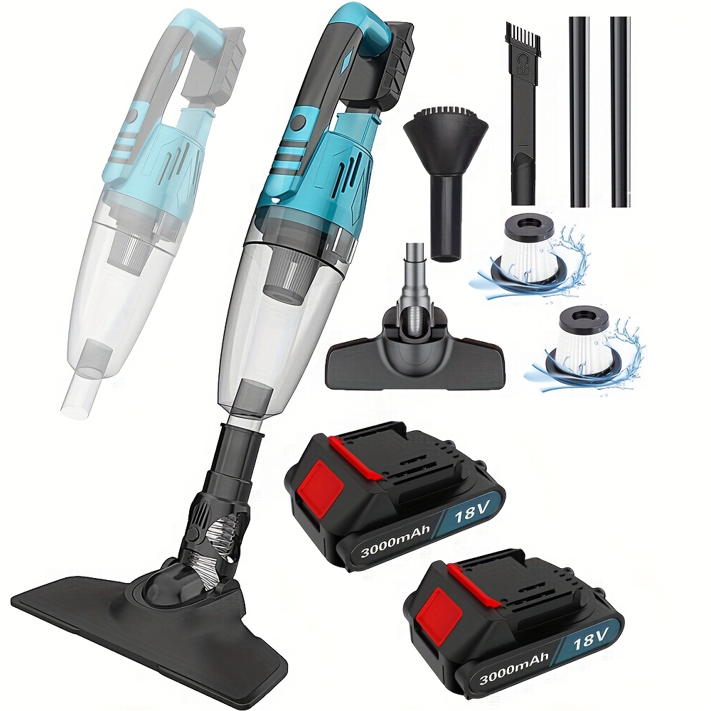 Image of 300w Handheld Vacuum Cleaner, 15000pa Powerful Car Vacuum Cleaner, Vacuum Cordless Compatible With Makita Battery, Rechargeable Portable For Home, Car, Office, Set With 2x 3000mah Batteries