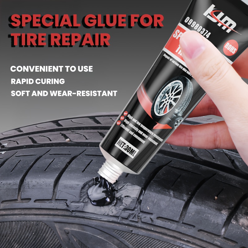 Ferramenta de Reparo de Pneus, Gel Macio para Preencher Danos na Parede Lateral, Traumas, Rachaduras, Arranhões e Fissuras. Impermeável e Resistente a Altas e Baixas Temperaturas. Adequado para Colar e Reparar Vários Pneus, Vedações e Sapatos