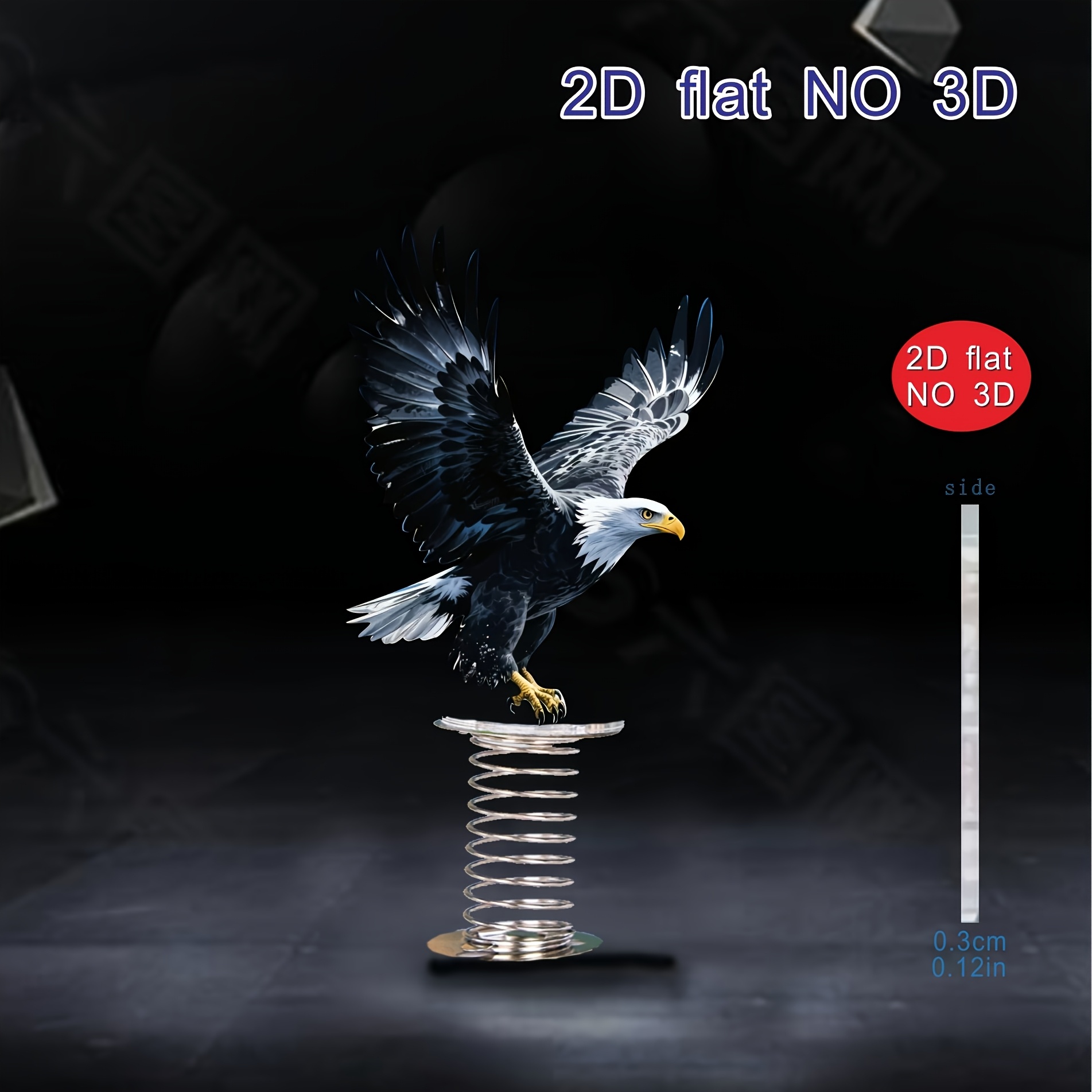 TEMU 2D Platte Design Hoofdeagle Lente Decoratie - een Symbolische Hoofdeagle Ornament Geschikt voor Fietsen, Koelkasten, Bureaus, Kantoren en Auto's