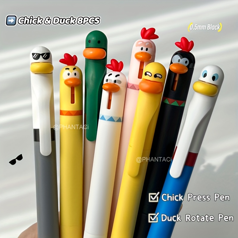 8pcs duck and chick gel pen creative duck rotate gel pen chick   pen 0 5mm black writing pen office supplies small gift