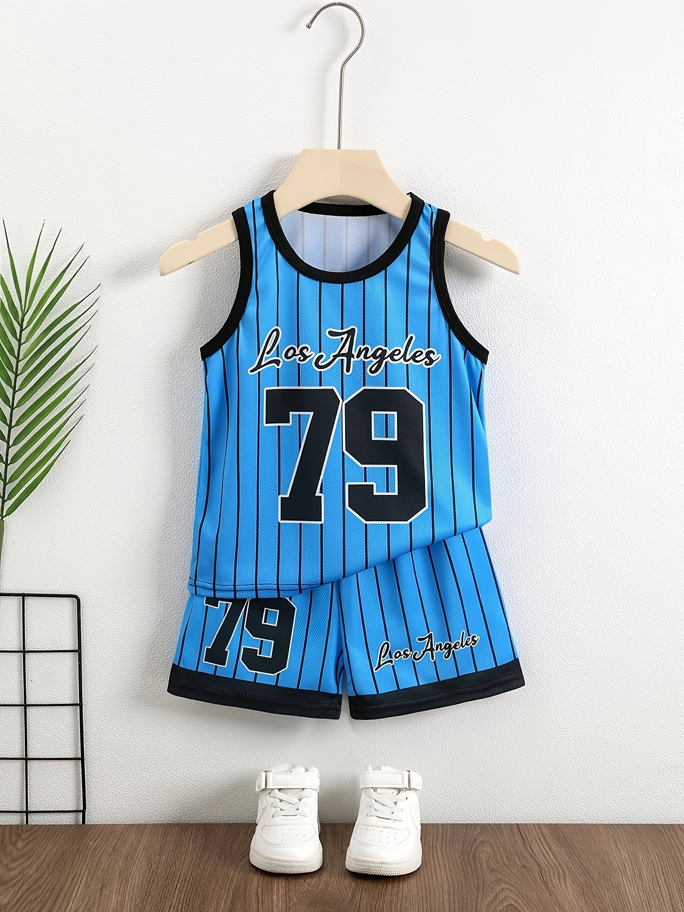 boys summer basketball outfit set sleeveless vest shorts 2 piece set size 79 letter print quick dry fabric breathable and sweat wicking casual sportswear   outdoor