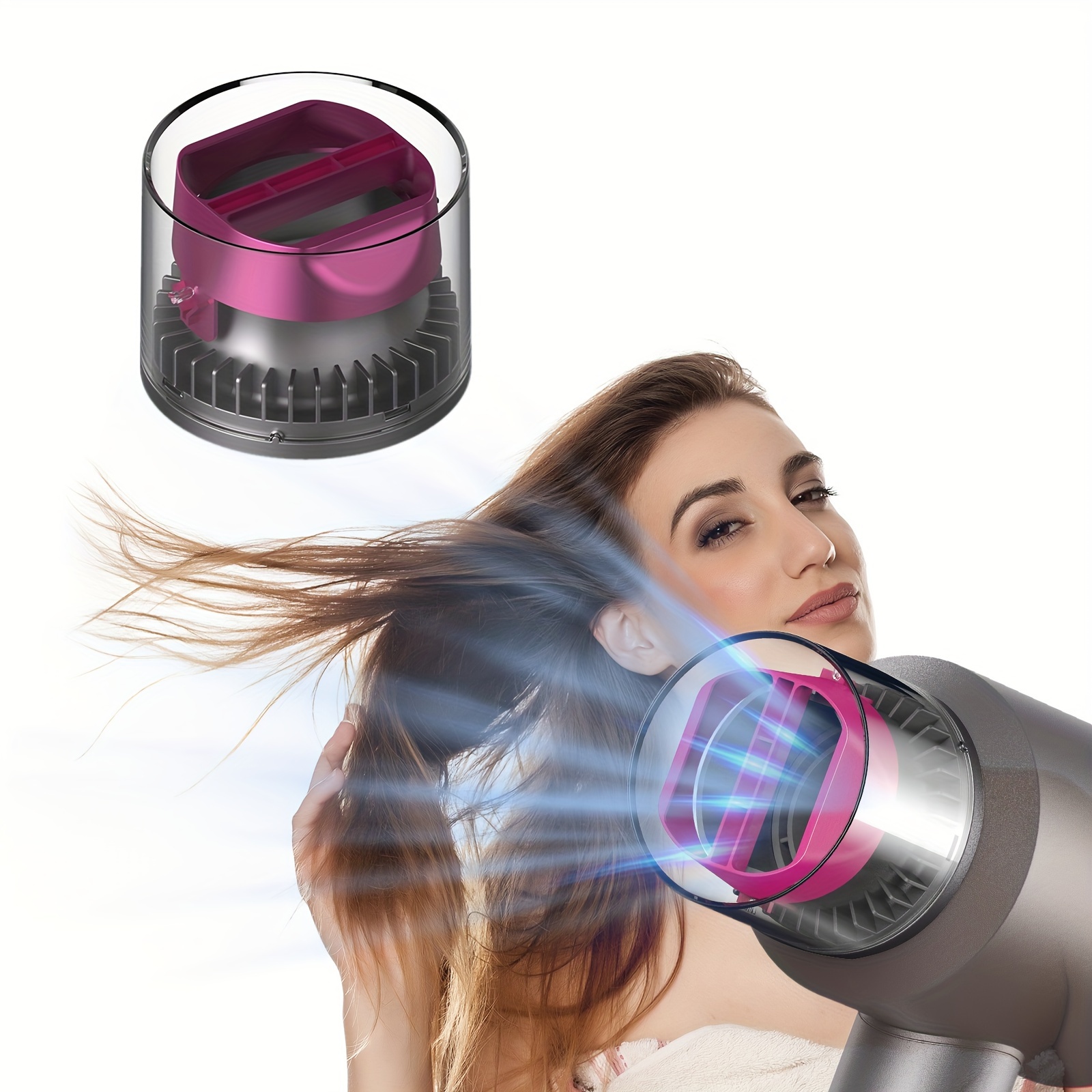 

Hair Dryer Nozzle Attachment - Automatic Vibration Airflow, Magnetic Fit, Quick Dry, Hair Styling Tool Accessory For Hair Dryers