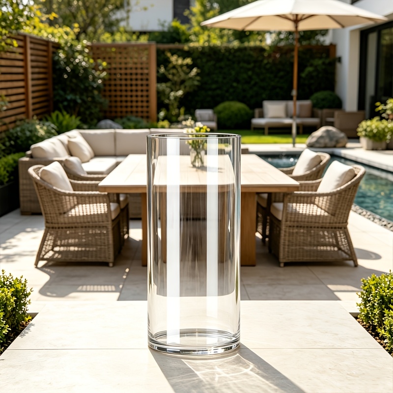 TEMU 20ร40cm/7.87ร15.75inch Large Straight Clear Vase