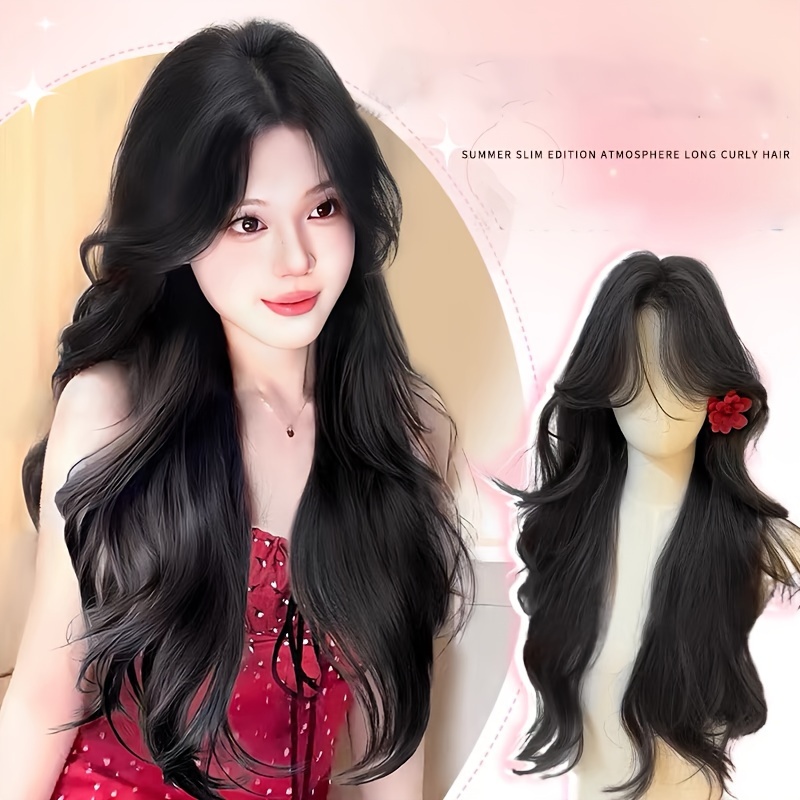 

Sassy Body Wave Wig For Women, 24 Inch, 300g Fiber, Natural Density 150%, Heat Resistant, With Bangs And Cap, For All 15+