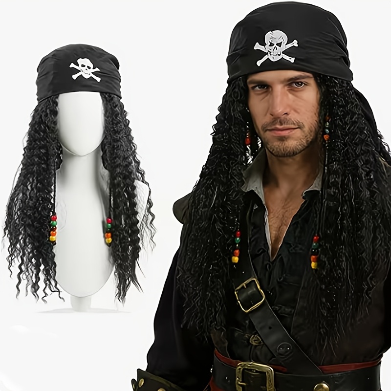 pirate wig with turban curly hair suitable for role play costumes elastic for   for   hair types for christmas parties themed events no full wig