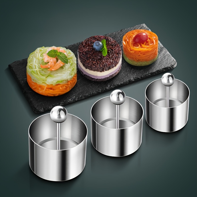 

Stainless Steel Cake Mousse Mold Rings Set With Pusher, Uncharged Food Presentation Cooking Rings - Pastry, Tart, Rice Moulds - Baking Tools Kitchen Gadgets & Accessories For Home Kitchen Supply