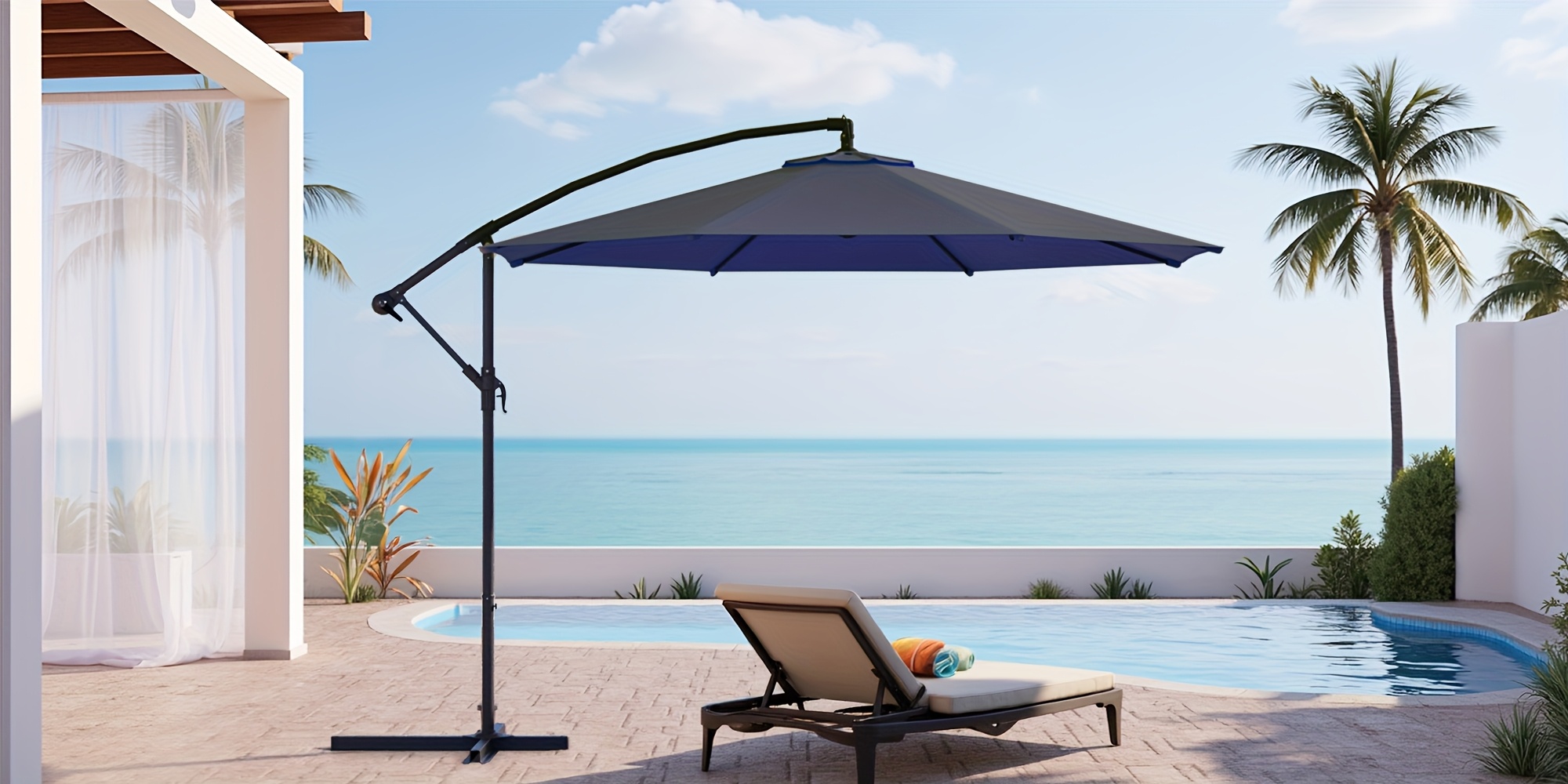 10ft cantilever offset patio umbrella adjustable tilt uv - Temu
