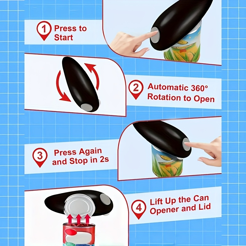 Elektrischer automatischer Dosenöffner mit glatter Kante, einfach zu bedienendes Küchengerät, Outdoor-Camping-Zubehör, Vatergeschenk_voghion.com