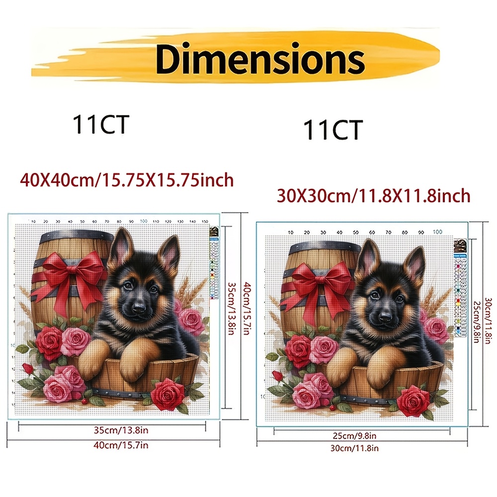 Frameless Stitch Printing Kit, German Shepherd Puppy Design