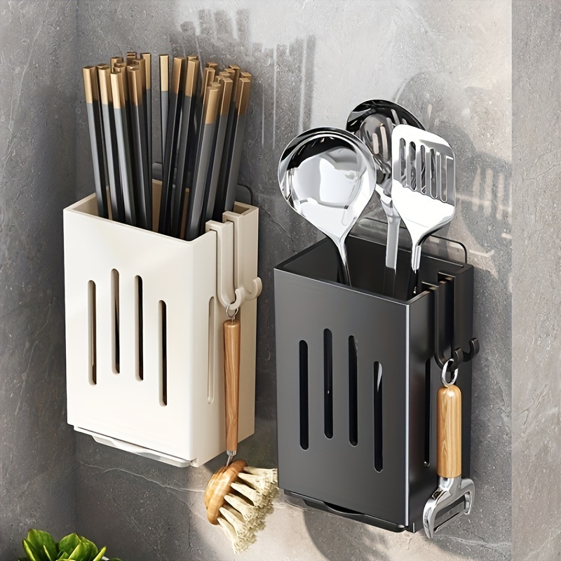 

Punch-free Wall-hanging Kitchen Utensil Organizers - Abs Material, Durable And Easy To Install