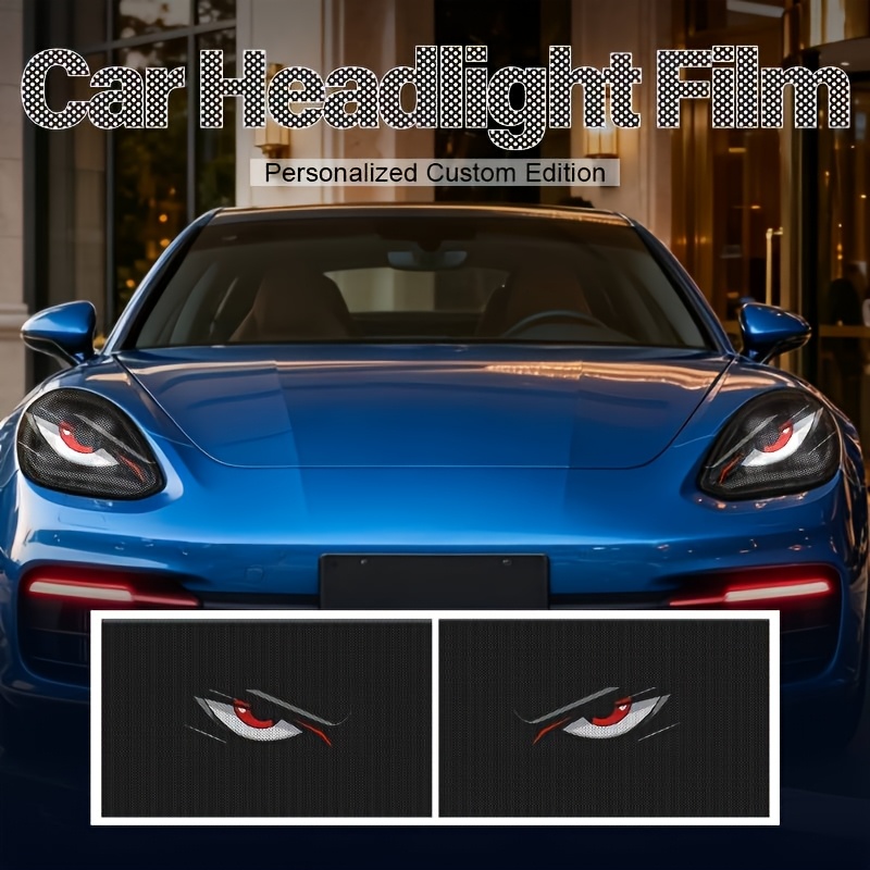 TEMU 2pcs -inch X 19.69-inch Car Headlight Mesh Stickers, Mesh Headlight Decals, Universal Headlight And Taillight Cover Stickers, Light-transmitting