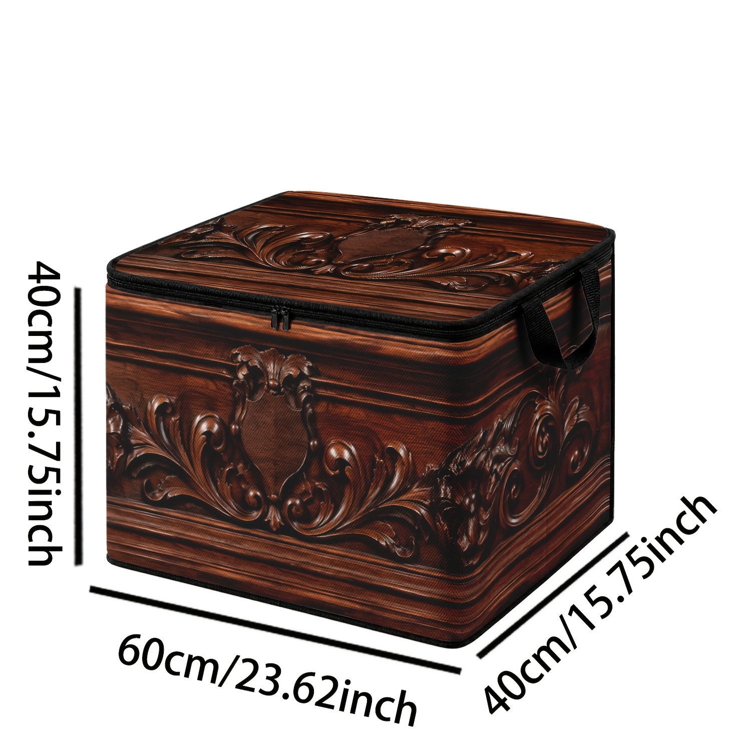 TEMU Boîte de rangement de penderie européenne pièce, grande capacité, avec sculptées classiques et couvercle à rabat, convient pour organiser la