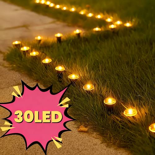 30 led lights outdoor solar lawn lights ip44 waterproof used to guide christmas and small garden way lighting stake lights courtyards gardens awn string lights used for garden s camping parties weddings each led 5