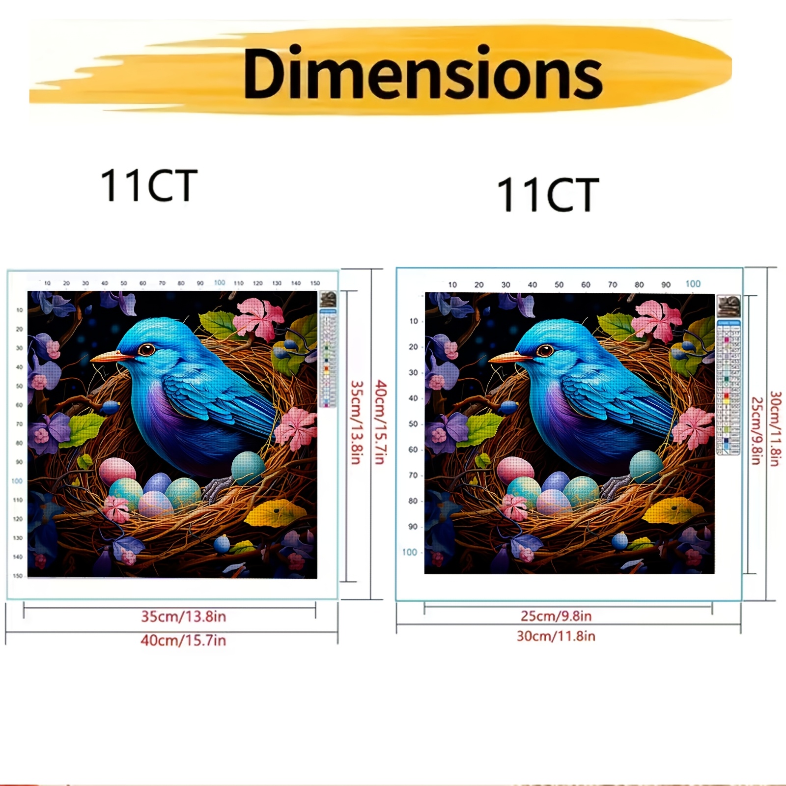 Frameless 11CT/14CT Printed Cross Stitch DIY Kit, Blue Bird Design