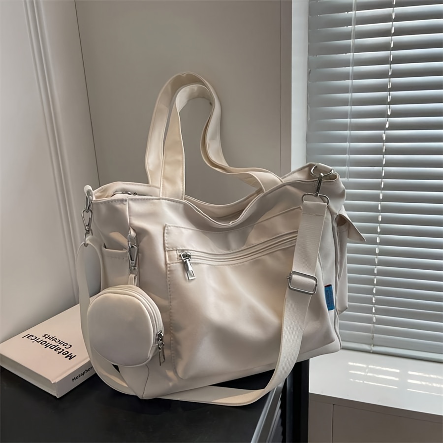 TEMU Two-piece Fashionable Solid Color Multi-pocket Mother- Tote Bag