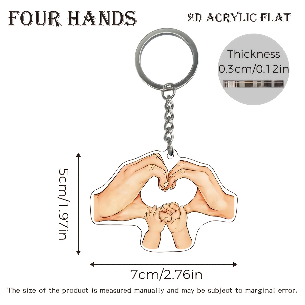 TEMU 2d Flat - 2d Plane, 1pc, Customized Multi-hand Family Keychain, Family Hand-in-hand , Engraved With 2/3/5/6/7/8/9 Names, Family Tree