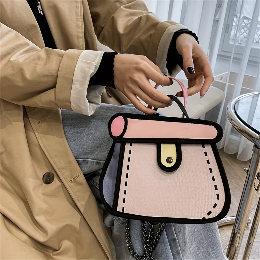 

Funny 2d Cartoon Crossbody Bag Creative Cute Handbag 2d Drawing Canvas Bag For Women