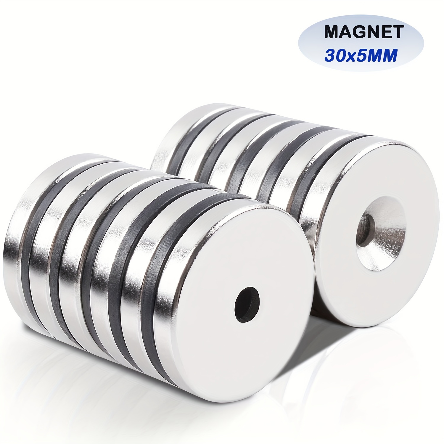 

10pcs 30x5mm Strong Neodymium Magnets With Holes, Rare Earth Magnets, Magnetic Disc Countersunk Hole Magnets For Scientific, Laboratory, Industrial, Tool Storage Etc