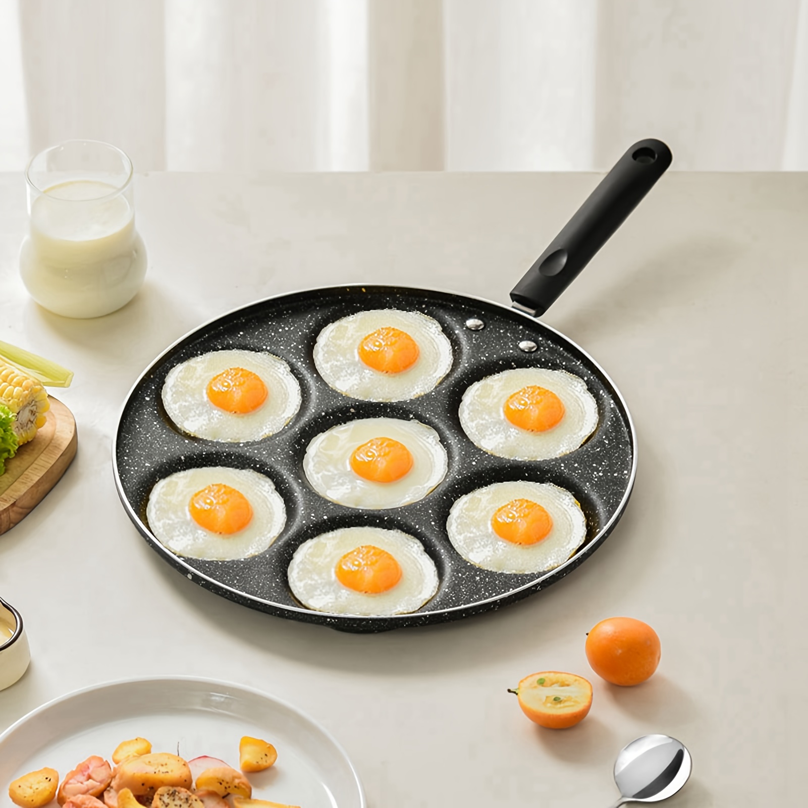 

Egg Frying Pan, Aluminum 4-cup Egg Procher, Non Stick Egg Cooker For Eggs Burgers, High Quality Aluminum Material, , Energy, Not Damaged And Has Long Life.