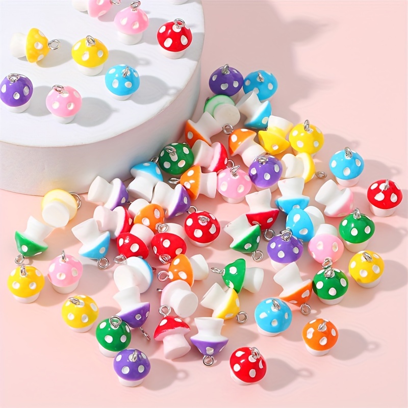

20pcs Random Resin Colorful Mushroom Charms, Cute Pendant Set For Diy Jewelry, Handmade Necklace, Bracelets, Earrings, Keychain Crafting Accessories