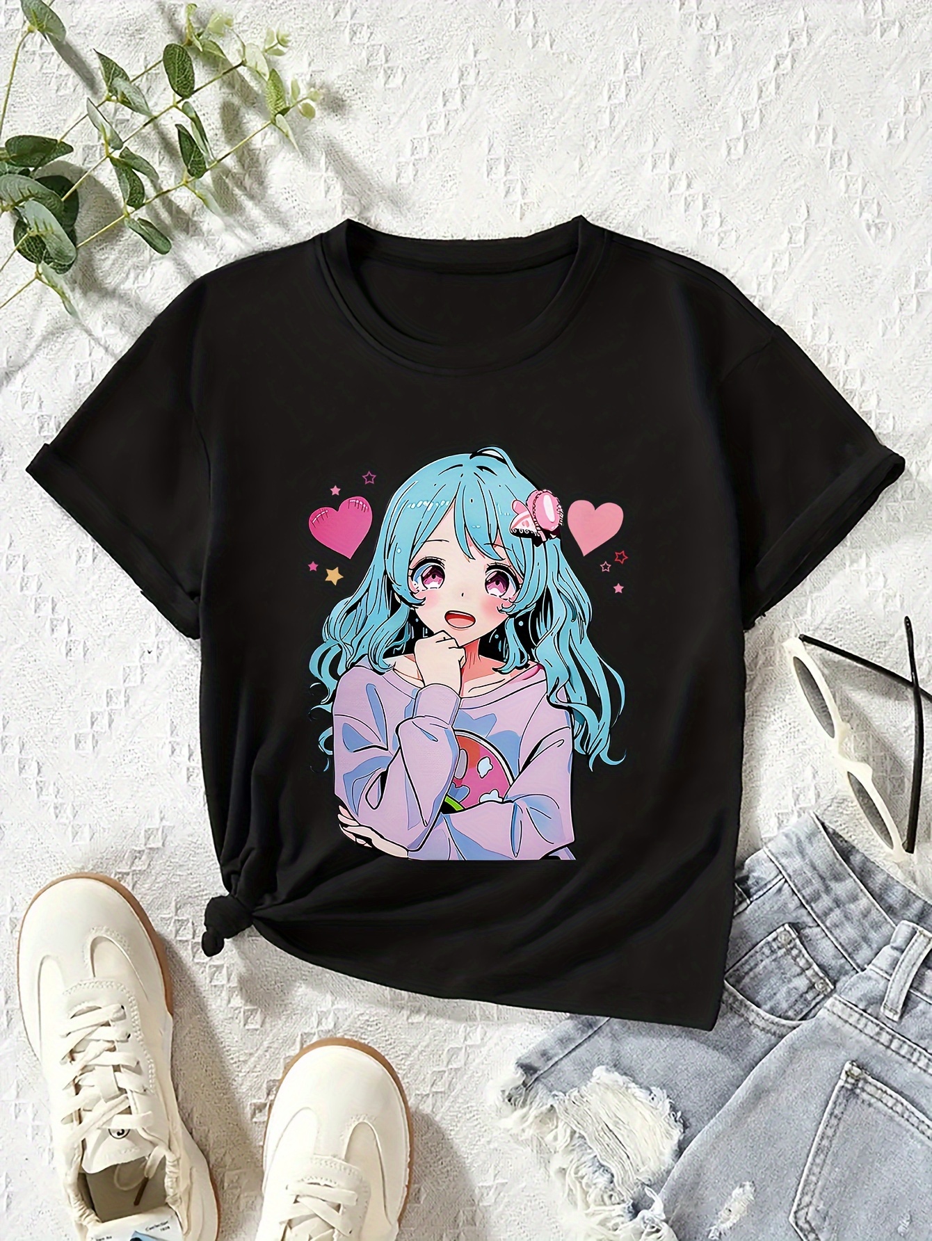 Amazon.com: Anime cute Ladies Girls Shirt Short Sleeve Suit