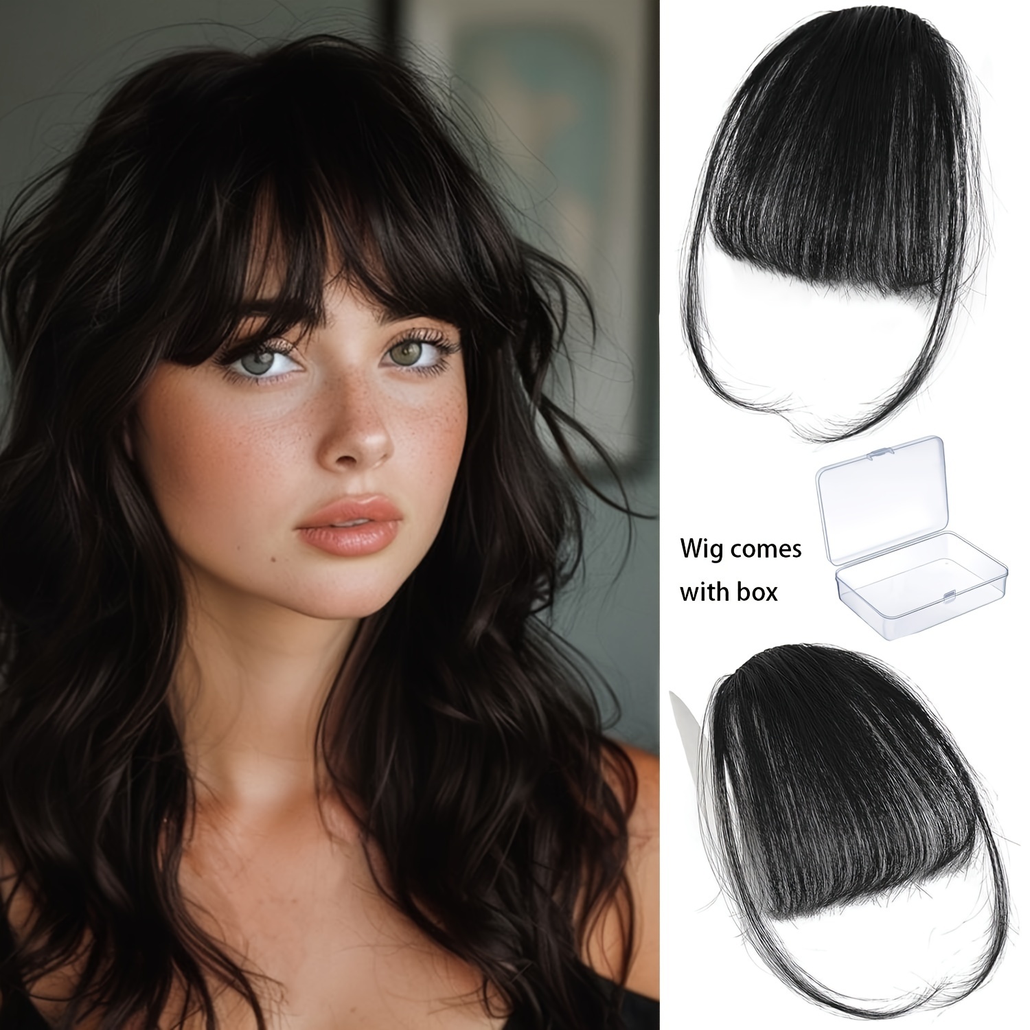 100 real hair clip style bangs with storage box thin bangs clip   bangs sideburns and fine bangs hair extension suitable for womens daily   accessories details 0