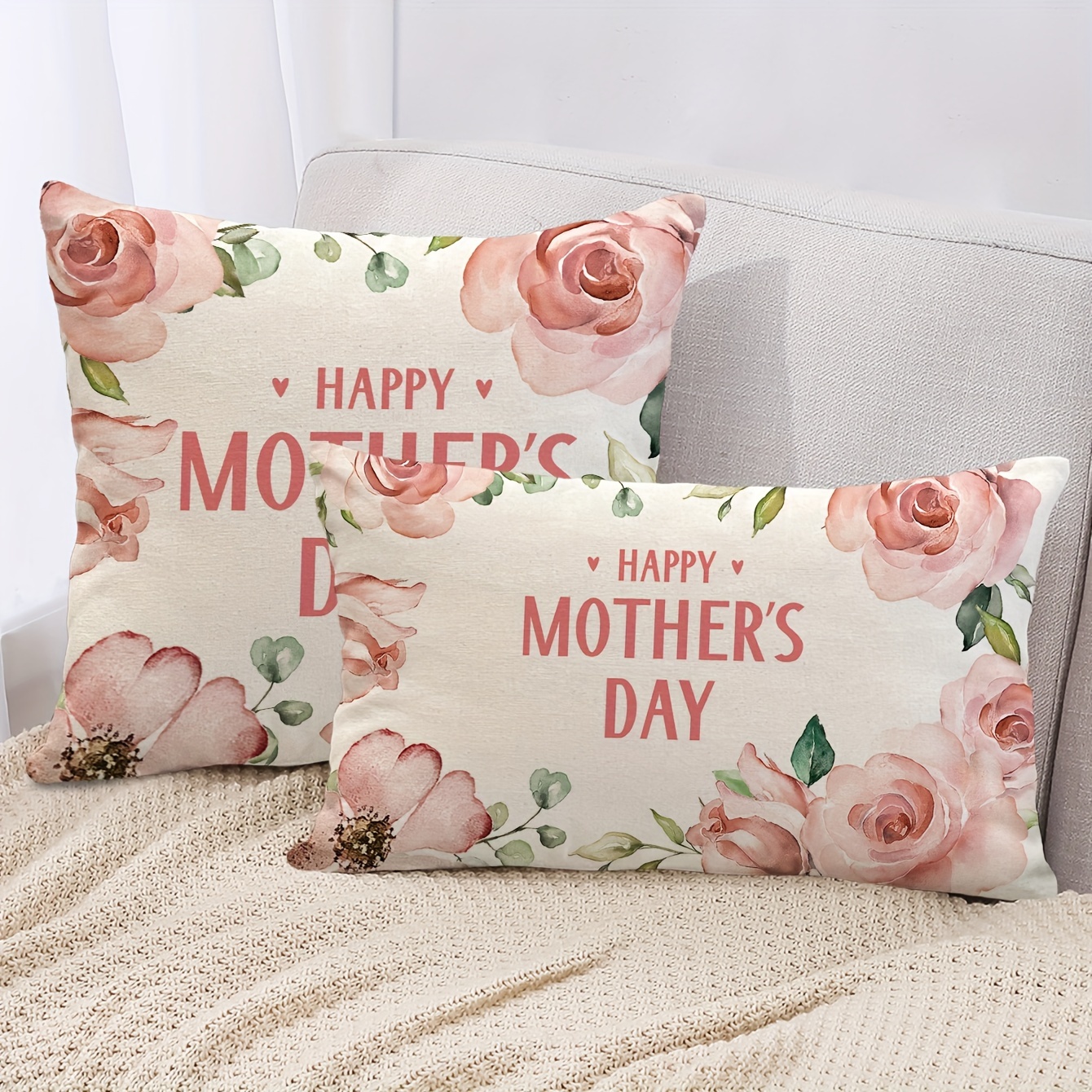 

1pc, Happy Mother's Day Floral Throw Pillow Case,mothers Gift Cushion Cover Decoration For Home,decorative Cushion Cover Home Decor For Couch Sofa Living Room Bedroom, Without Pillow Insert