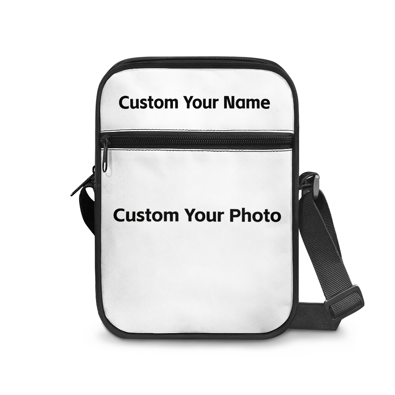 E-shop Ein individueller Doppel-Layer Messenger Bag mit Foto- und Namensoptionen., Umhängetasche Crossbody