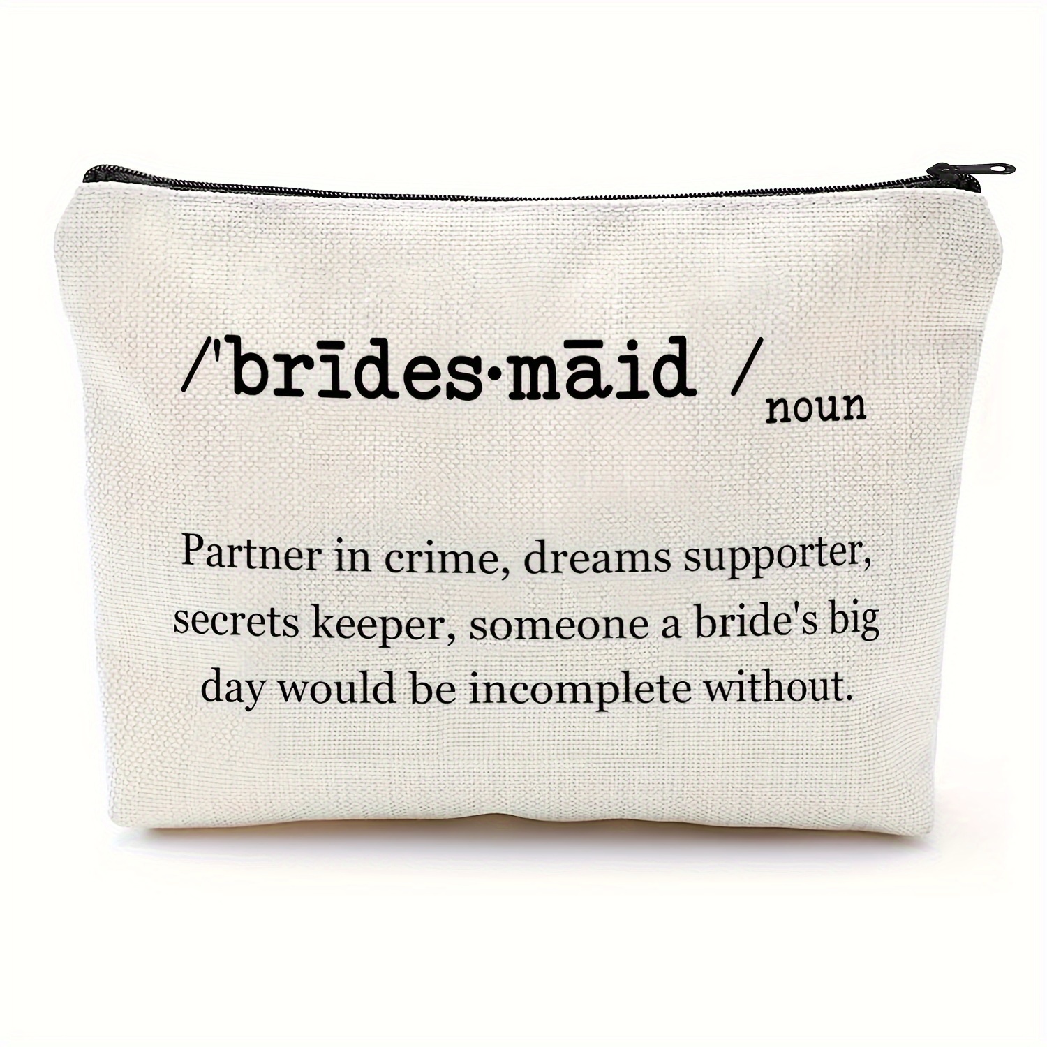 Image of 1pc Bridesmaid Noun Cosmetic Bag, Bridesmaid Gifts, Bachelorette Gifts, Engasynthetic Gemstoneent Gift Makeup Bag For Women Bride Her Bridesmaid Bride To Be.