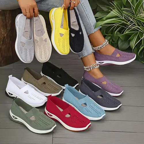 breathable womens knit sneakers lightweight stylish and comfortable sneakers with cut out design in red beige black and purple modern sneakers flexible sole
