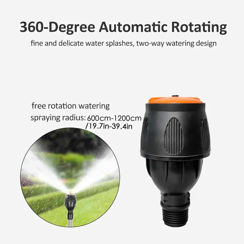 heavy duty 360 rotating tripod lawn sprinkler with adjustable telescopic height full 360 rotation multi nozzle design for large yard garden patio car washing sturdy stainless construction free setup ideal for home commercial agricultural use water lawn irrigation system sprinklers for lawn durable plastic components details 4